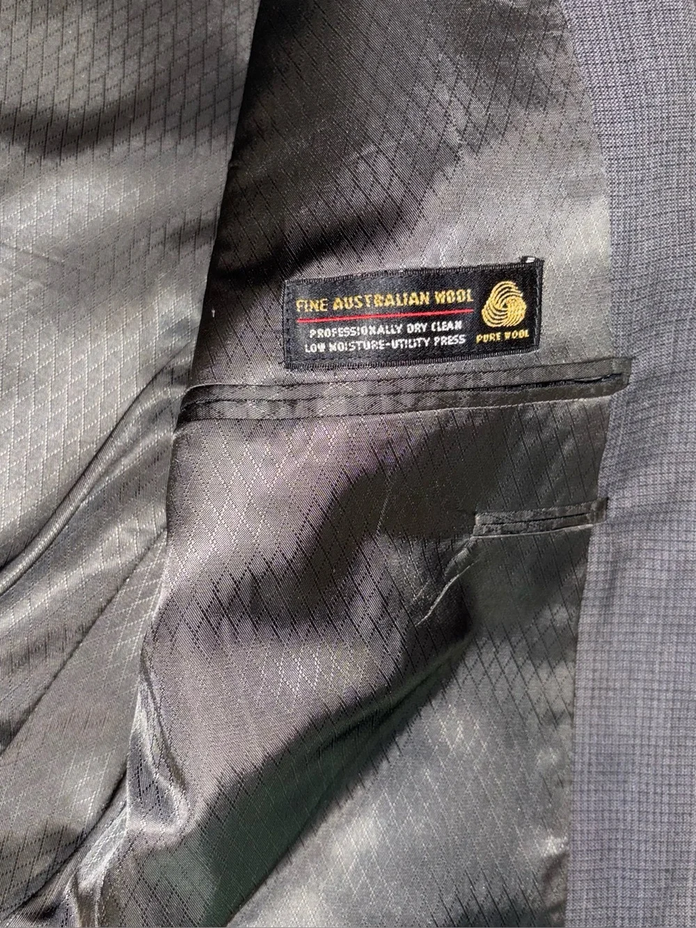Vtg 60s 70s Hart Schaffner & Marx Suit Grey Fine Australian Wool 2 Pc 43L 36x30